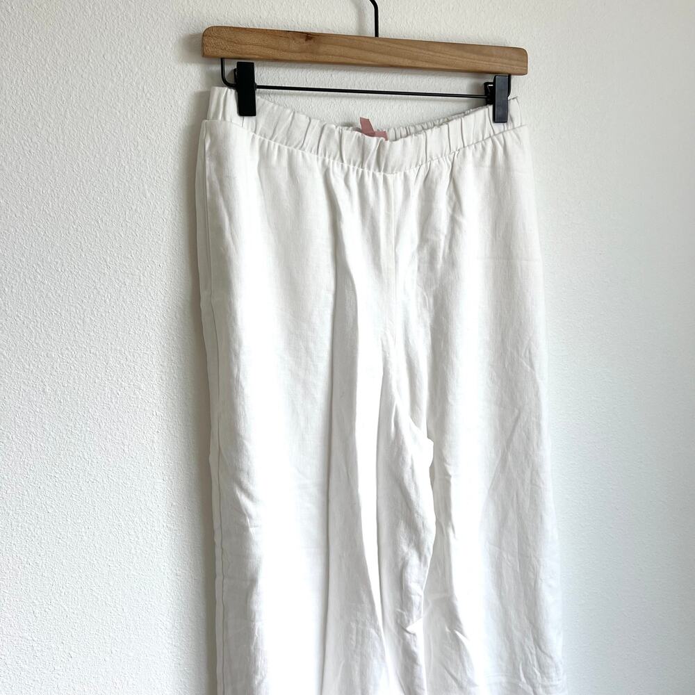 Show Me Your Mumu White KickBack Linen Wide Leg Pants Women’s Medium - Picture 4 of 7
